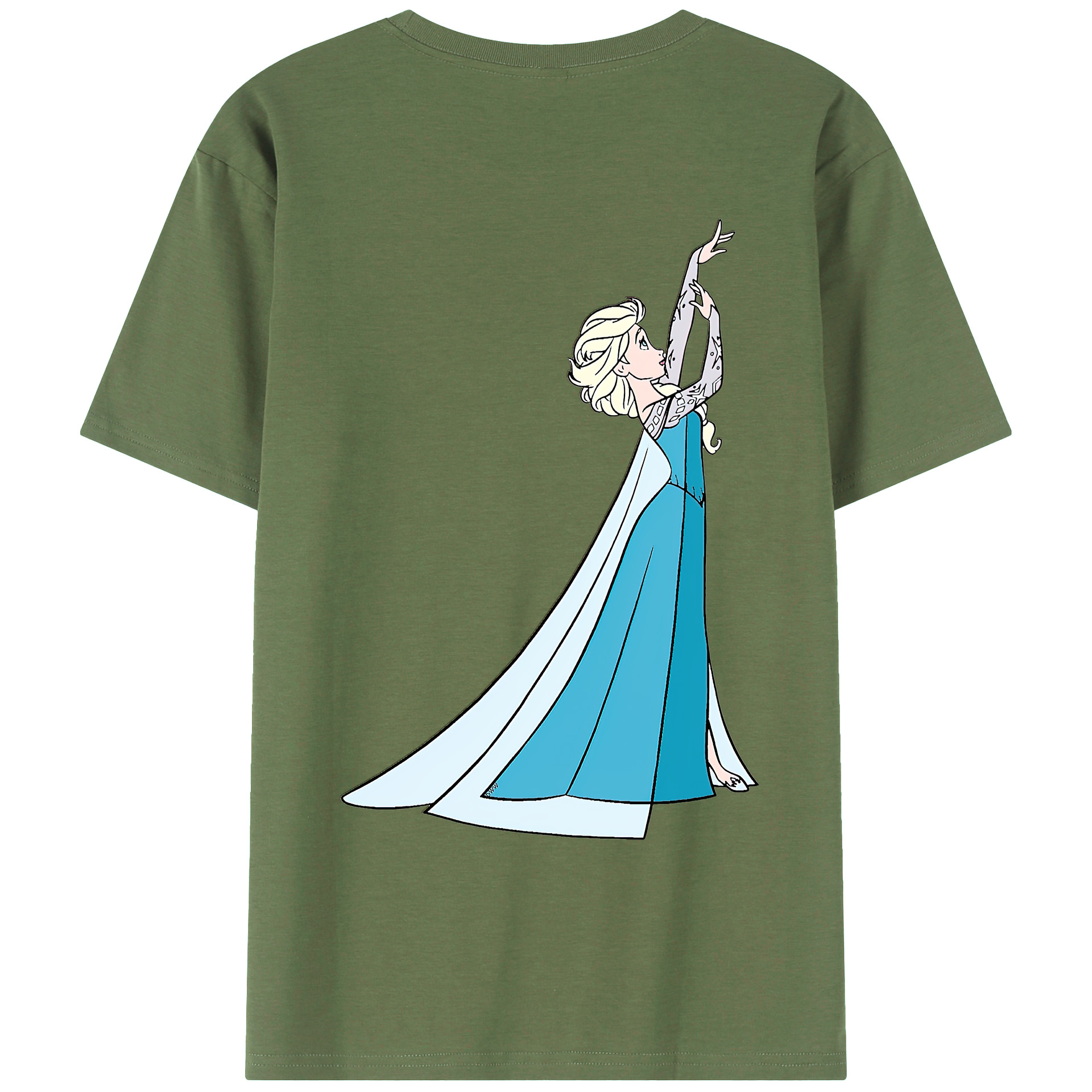 （画像用） アナと雪の女王 アンナ エルサ Frozen Anna Elsa 綿100％ メンズ半袖Tシャツ（バックプリント） 通気性
